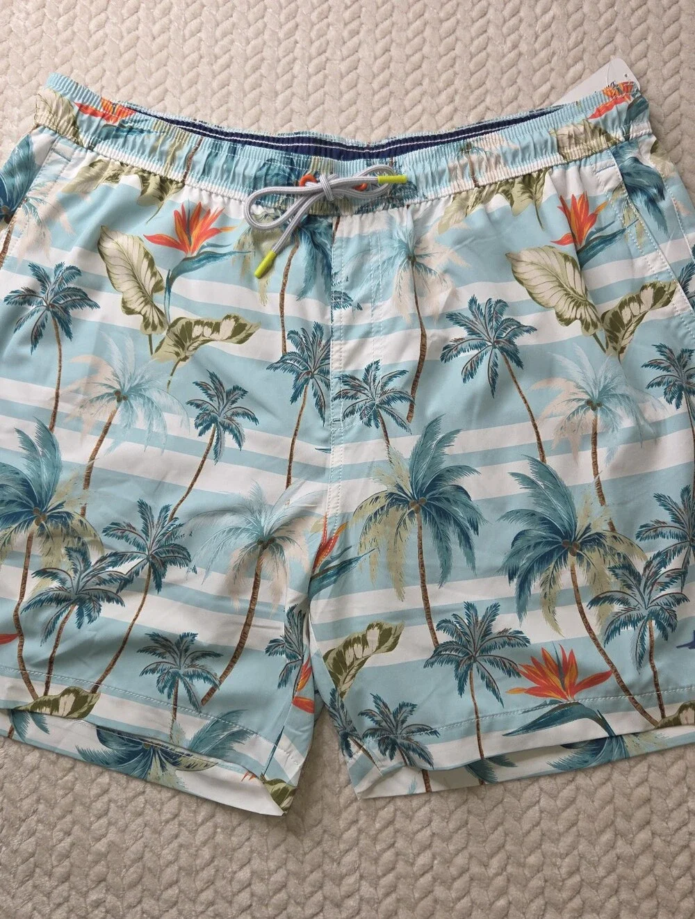 Tommy Bahama Naples Palmero Stripe Men's Swim Trunks in Spring Sky XL NWT